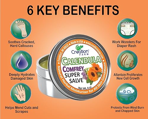 Miniatura 3 de Creation Farm Caléndula Consuelda Super Salve 3 Pack de 4 oz Latas Balsamo pomada herba Caléndula Consuelda crema