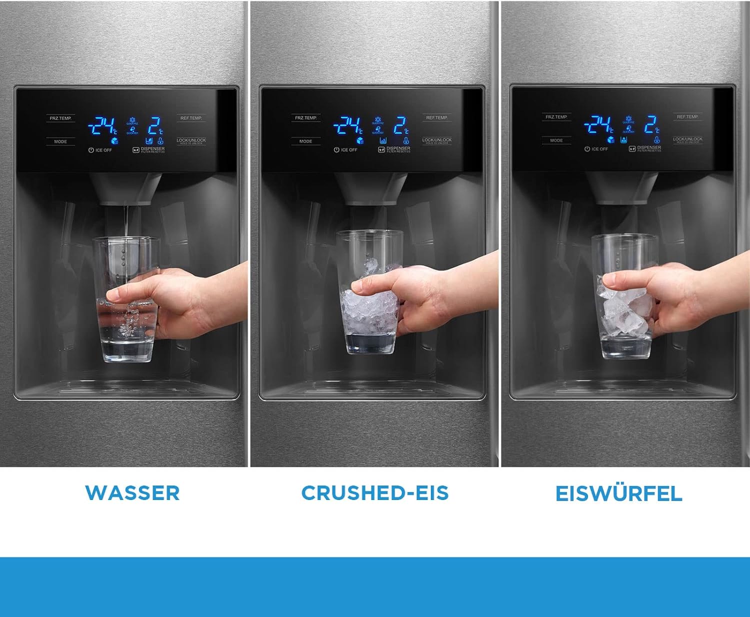 Water and ice dispenser in use