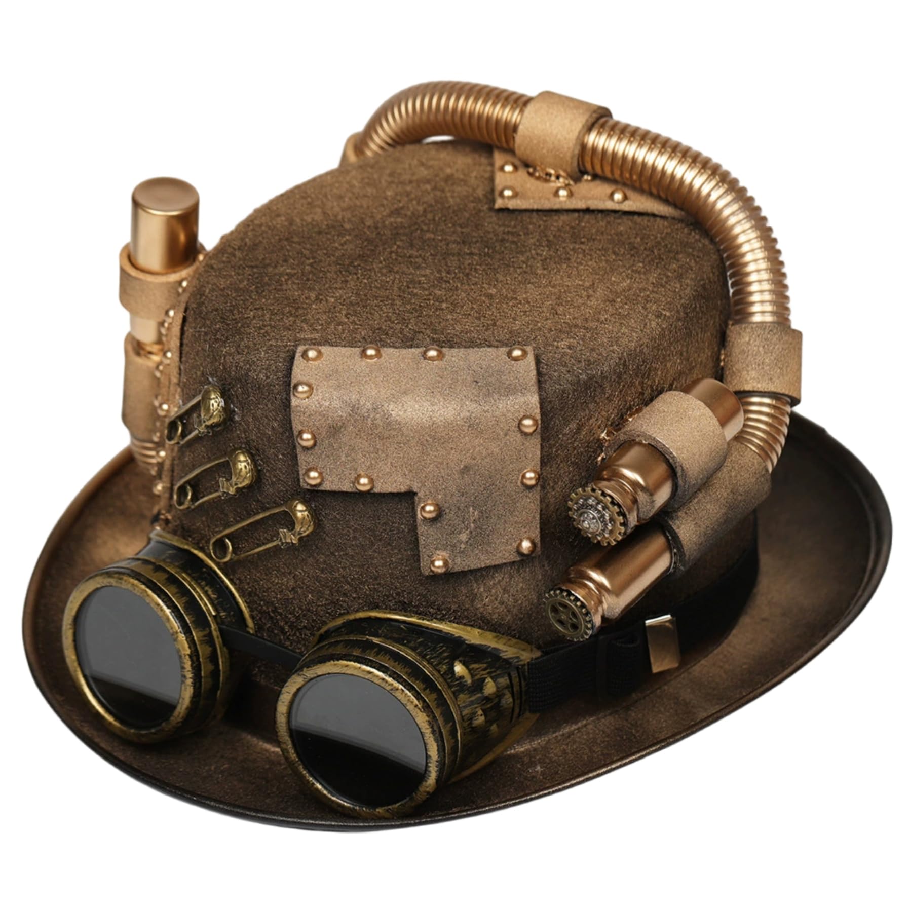 Sombrero de copa Steampunk con gafas, negro, sombrero de disfraz de Halloween