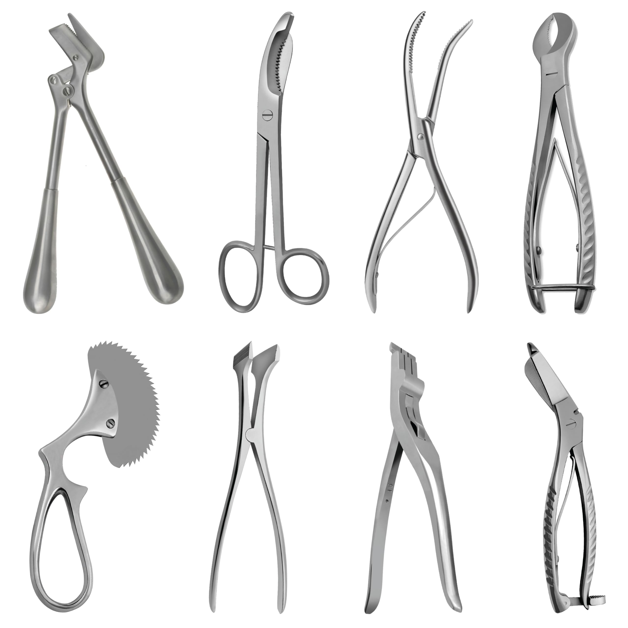 Cast Spreader 3 Prong, Burn Cast & Plaster Shear, Scissors Pliers Forceps Plaster Opner Orthopedic Tools Instruments German Grade Stainless Steel (8 pcs Set)