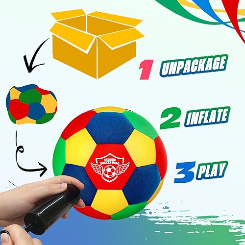 Miniatura 5 de HopeRock Balón de fútbol para casa, pelota de fútbol de espuma suave para interiores, tamaño 4 para niños, para tu pelota en casa, diversión ligera