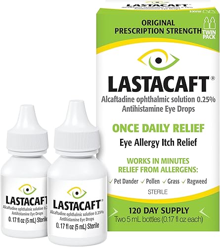 Lastacaft Once Daily Eye Allergy Itch Relief Drops, suministro para 120 días, 0.17 onzas líquidas (paquete de 2)