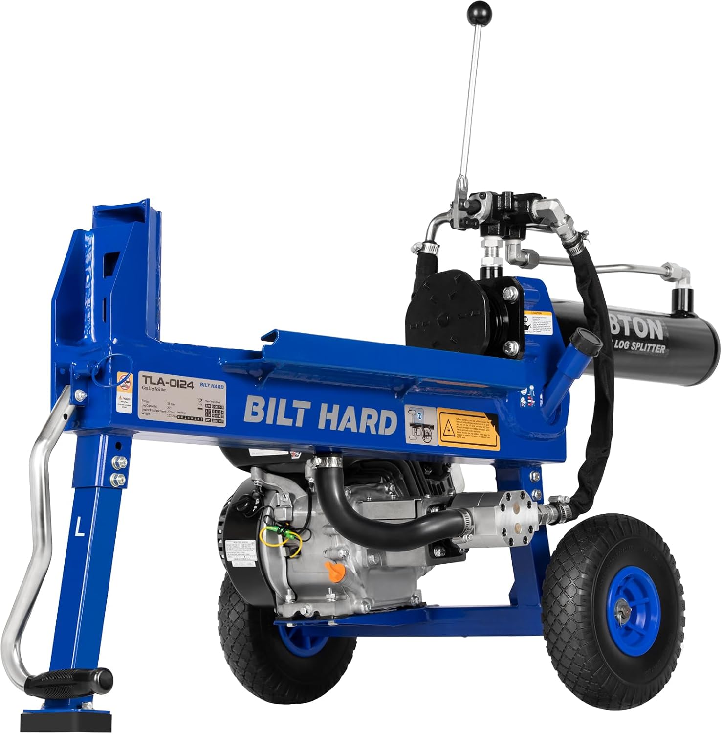 BILT HARD 18-Ton 7HP 209cc Portable Gas Log Splitter, Engine Wood Splitter with Fast Auto Return Ram System, Horizontal Full Beam Steel Wedge Firewood Splitting, 2-Stage Gear Pump