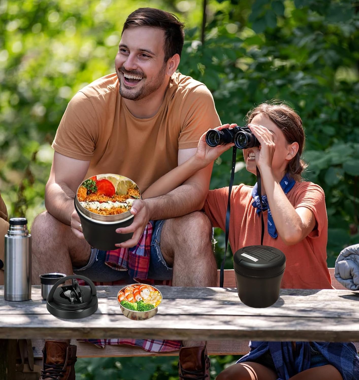 Thermo Food Jar For Hot Food - 40 OZ, Thermo soup containers With lid, Wide Mouth Vacuum Insulated Stainless Steel Leakproof Bento Box With Spoon,Black - Image 8