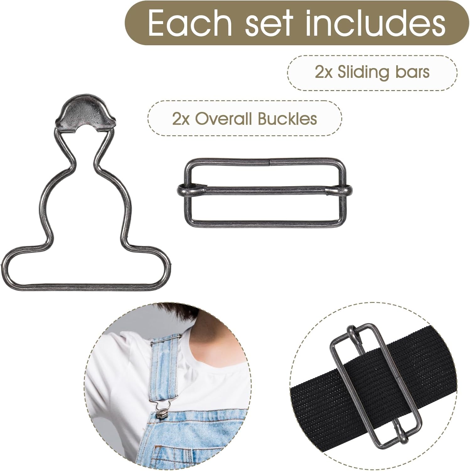 Yolev Metal Overalls Buckles Metal Overalls Buckles Replacement Bib Suspenders Clip Retro Suspender - Image 7