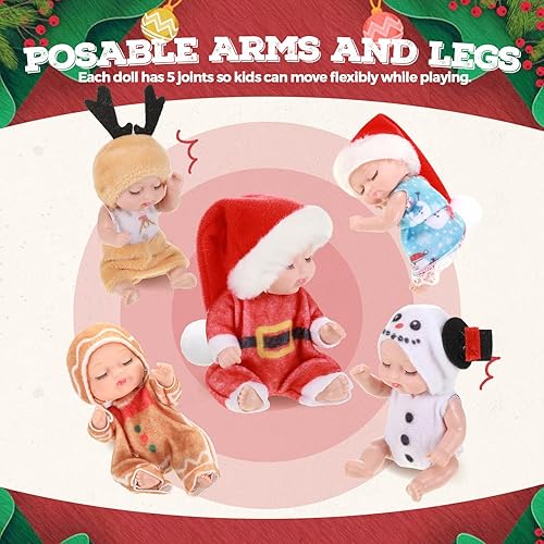 Miniatura 5 de Hanaive 10 muñecas de bebé de 4 pulgadas realistas y realistas con ropa de animales, lindo juego de regalos para niños y niñas a partir de 3 años,