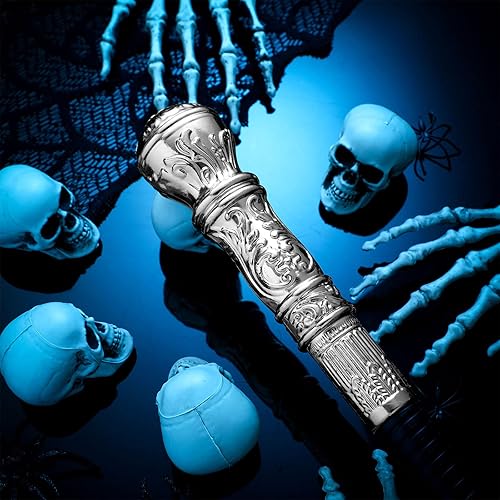 Miniatura 7 de Bencailor 3 piezas de bastón de proxeneta dorado y plateado para disfraz, bastón para caminar, accesorios elegantes de palo de mago egipcio, bastón