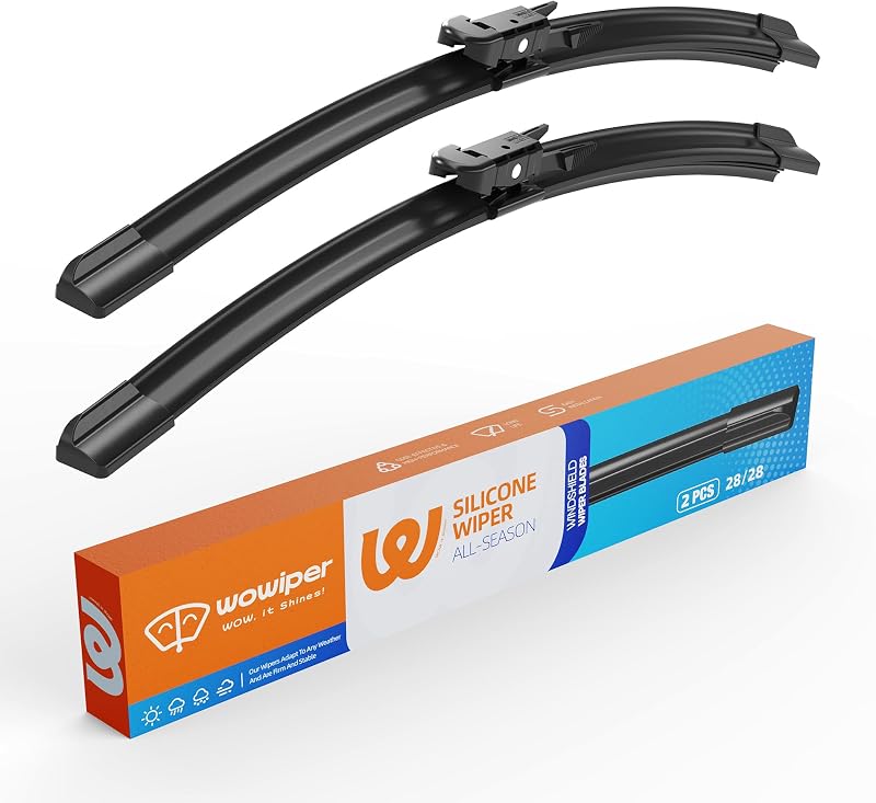 Palhetas de limpador de para-brisa de silicone WOWIPER 71,12 cm para Ford Escape, Focus e Edge – Par