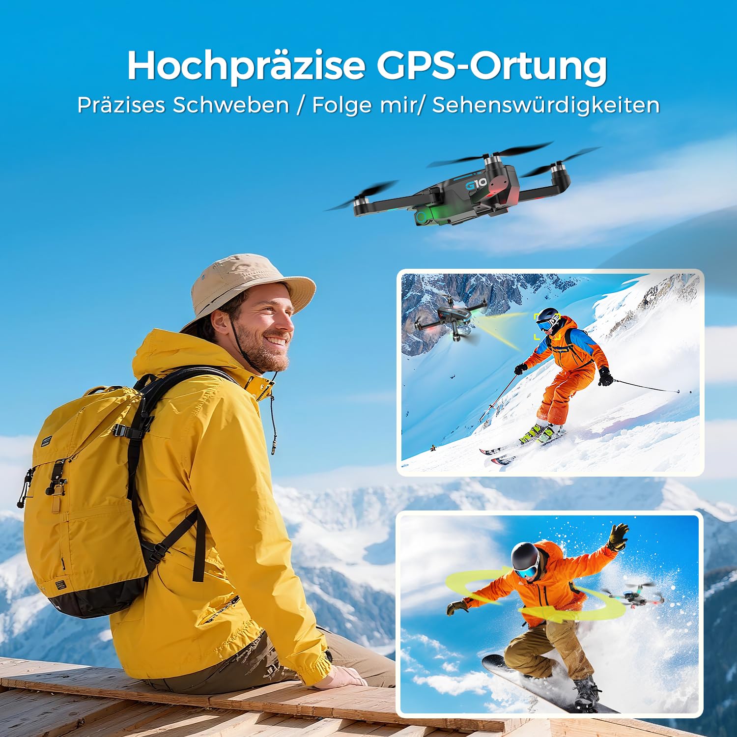 GPS Drohne mit kamera EIS 4K(Bildschirmfernsteuerung),Faltbare Mini Drone für Erwachsene, Einsteiger und Kinder, 45 Minuten Flugzeit, 2 zusätzliche Akkus, Auto Rückkehr, Unter 249g, C0