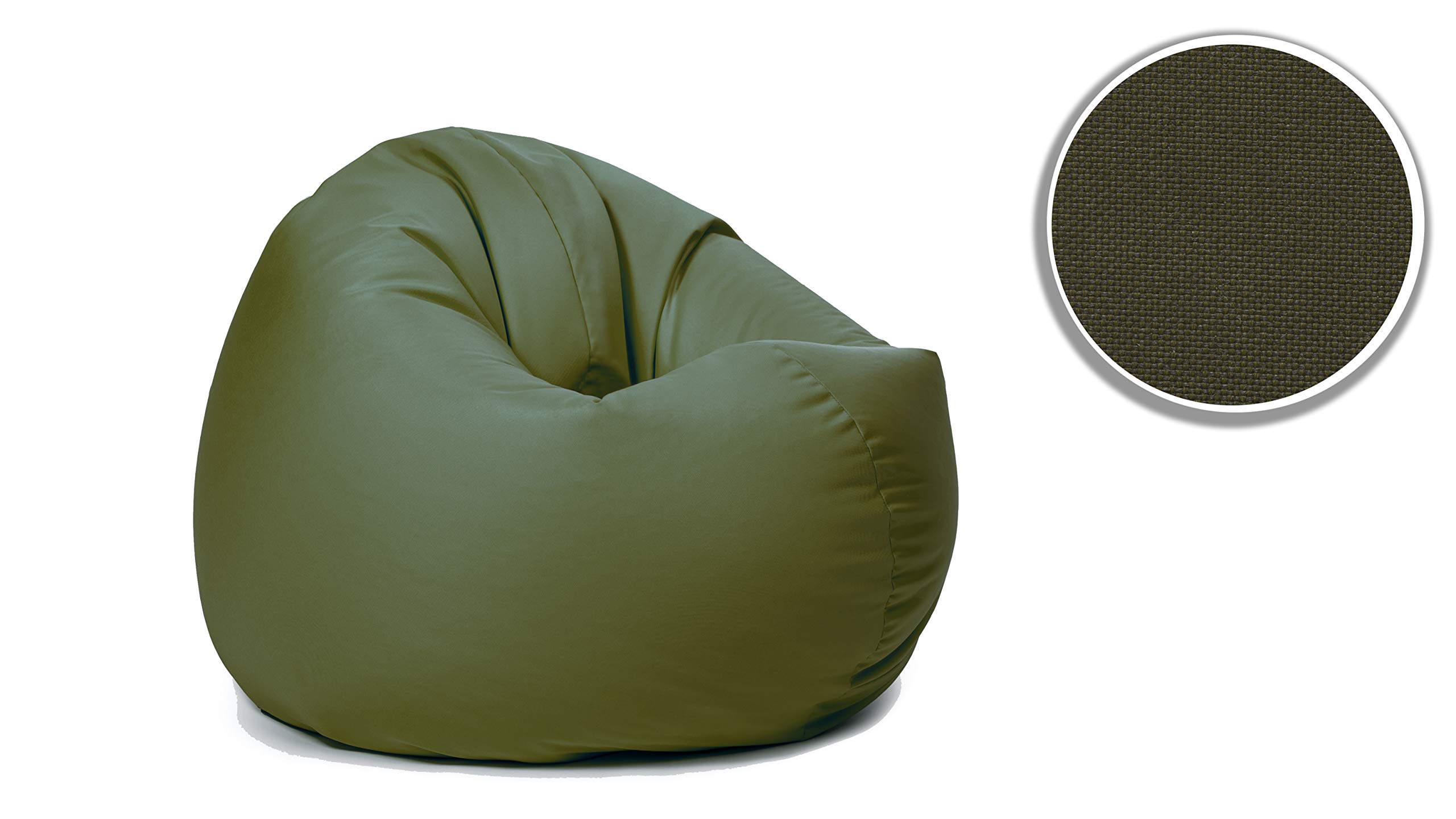 sunnypillow Worek do siedzenia XXL z wypełnieniem ze styropianu, średnica 125 cm, funkcja 2 w 1, do siedzenia i leżenia, na zewnątrz i wewnątrz, dla dzieci i dorosłych, wiele kolorów i rozmiarów do wyboru, ciemnozielony