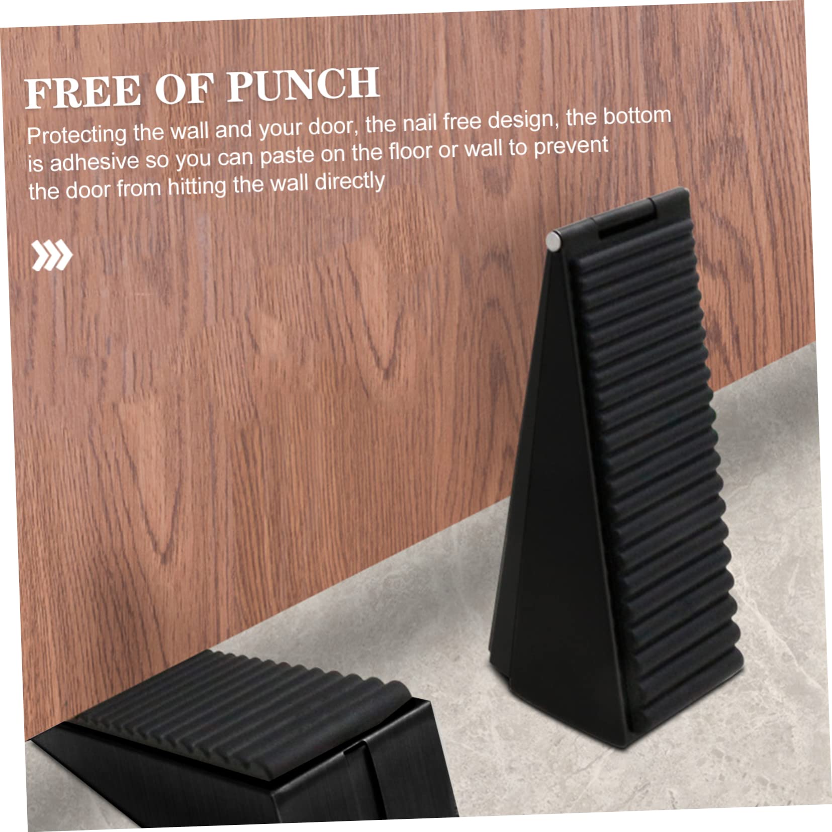 Topes de Puerta, 2 Piezas, Protector Marco, Parachoques, Pared, Tope, Alarma, Corrientes Aire, Hotel, topes sin Perforaciones, Dormitorio(Blackx5pcs,13X8.3X4.8CMx2pcs)