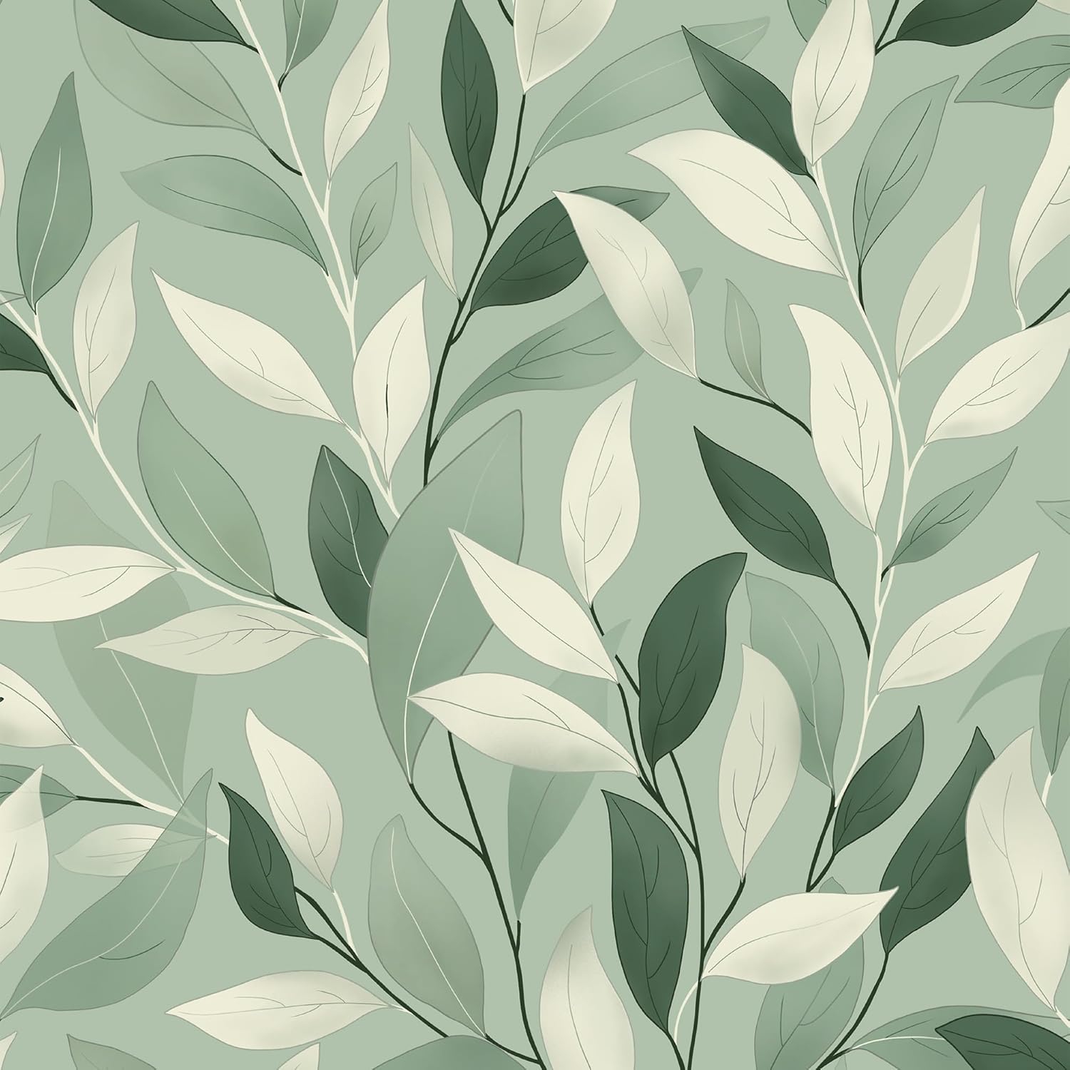 Peel and Stick Wallpaper for Home Decoration Kitchen Verdant Foliage Wallpaper Removable Vinyl Self Adhesive Shelf Paper & Drawer Liner Roll House, Workshop & Office 17.3" x 118" SM-116-3