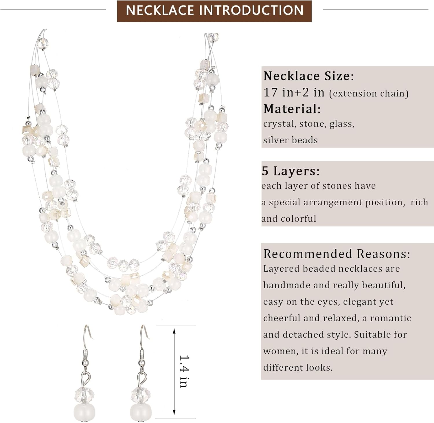 Layered Chunky Statement Necklace for Women Colorful Boho Beaded Necklaces and Earring Set Fashion Costume Jewelry for Women - Image 5