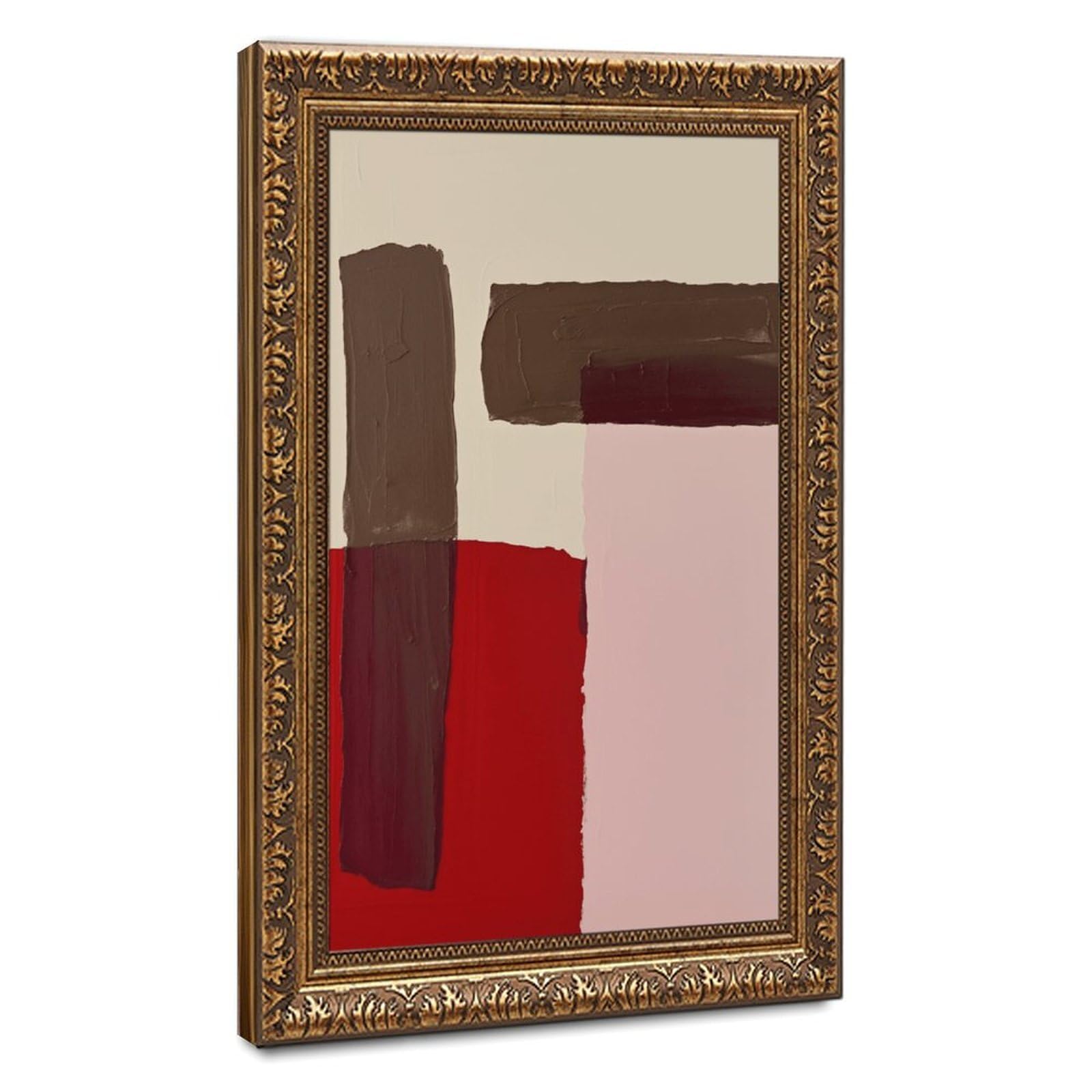 Zguols Warm Desert Abstract And Minimalist Poster 3 Canvas Poster Bedroom Decor Sports Landscape Office Room Decor Gift Retro Gold Frame 12" L X 18" W