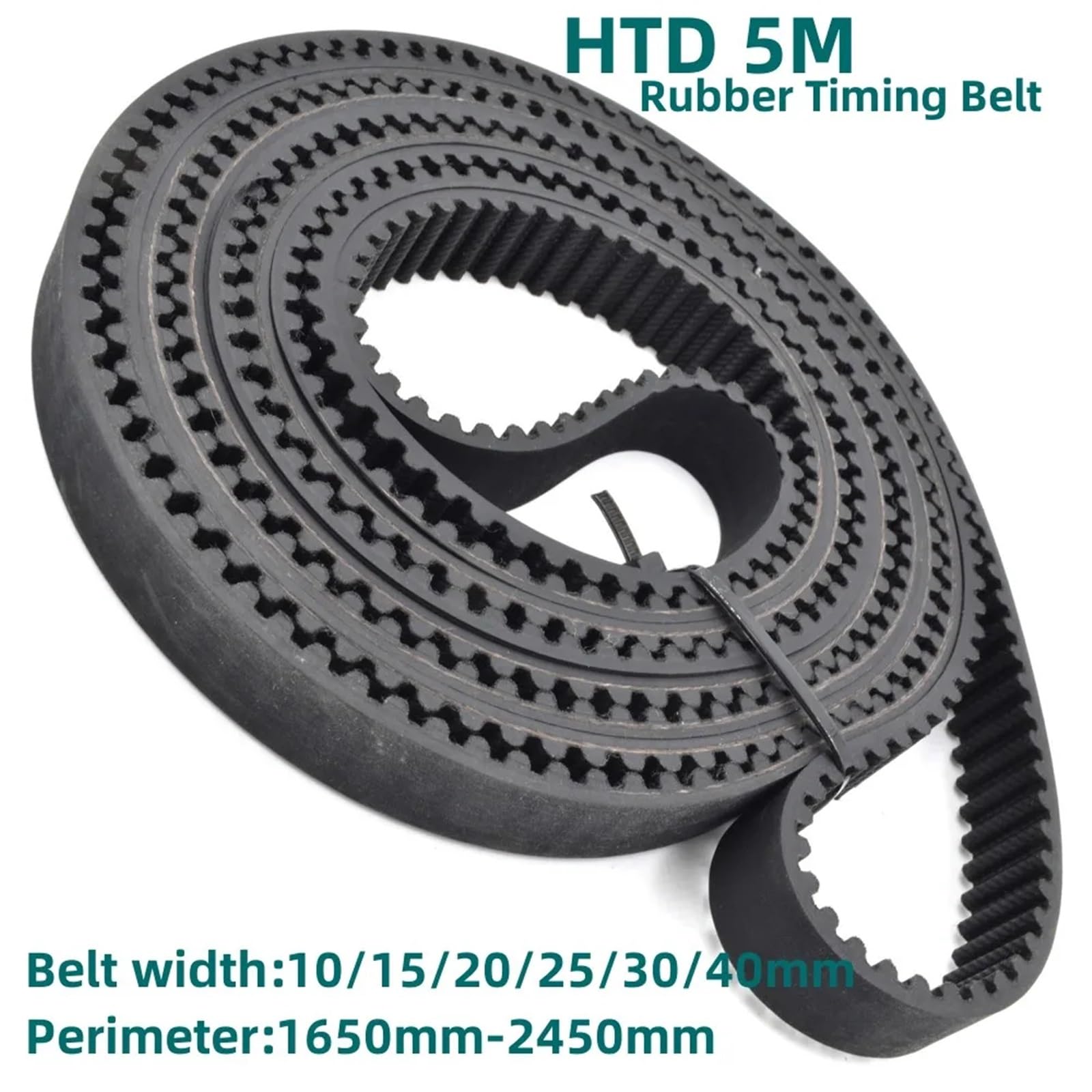 Correa Alternadora HTD 5M Correa Distribución Goma Longitud 1650 1670 1680 1690 1700 1750 2000 2050 2100 2160 2200 2250 2350 2400 2450mm Ancho 10-40mm(15mm,5M-1770)