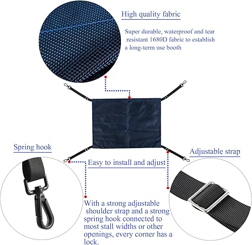 Miniatura 4 de Guardia de parada de caballos con gancho giratorio a presión,Caballo Stall Pasillo Guardia Valla con correas ajustables Clip de puerta de empuje de