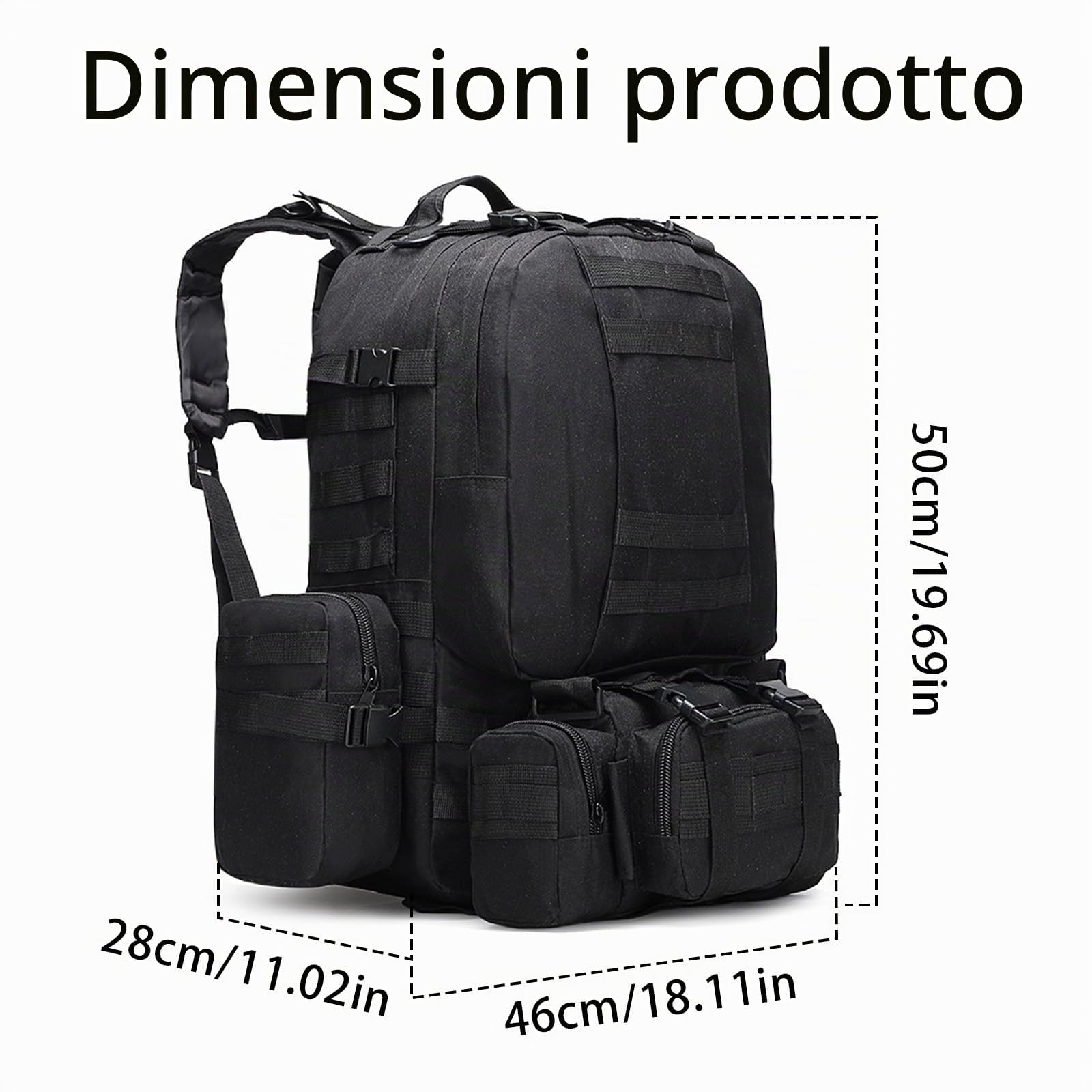 Zaino Militare, Zaino Tattico Militare 60 Litri Molle Staccabile Per Uomo E Donna Ideale Per Trekking Escursionismo Campeggio Alpinismo E Viaggi Outdoor