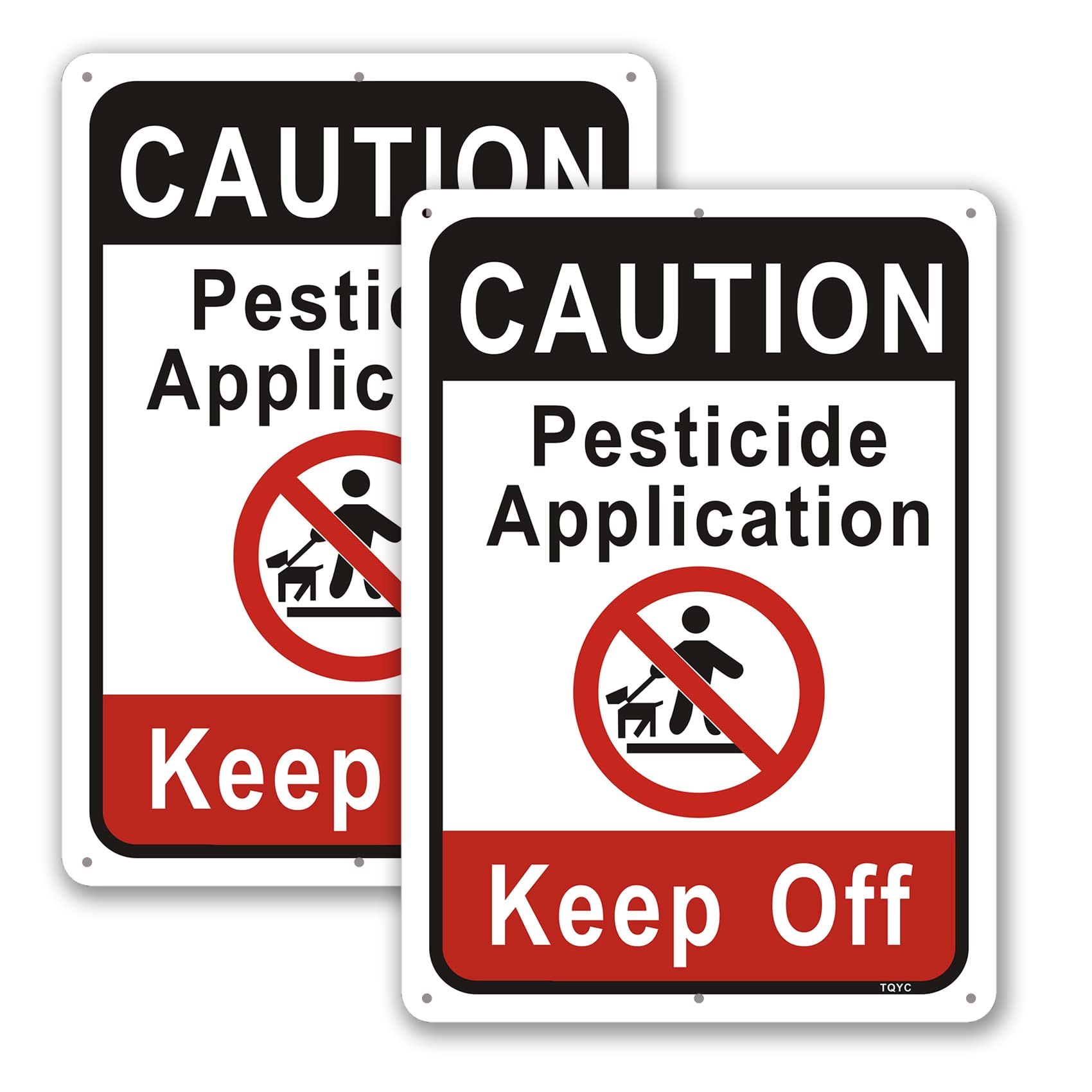 TQYC Caution Pesticide Application Keep off Sign, 2-Pack 10 x 14 inch Durable Aluminum Sign, UV Protected and Weatherproof, Durable Ink, Easy to Install, Indoor/Outdoors Use