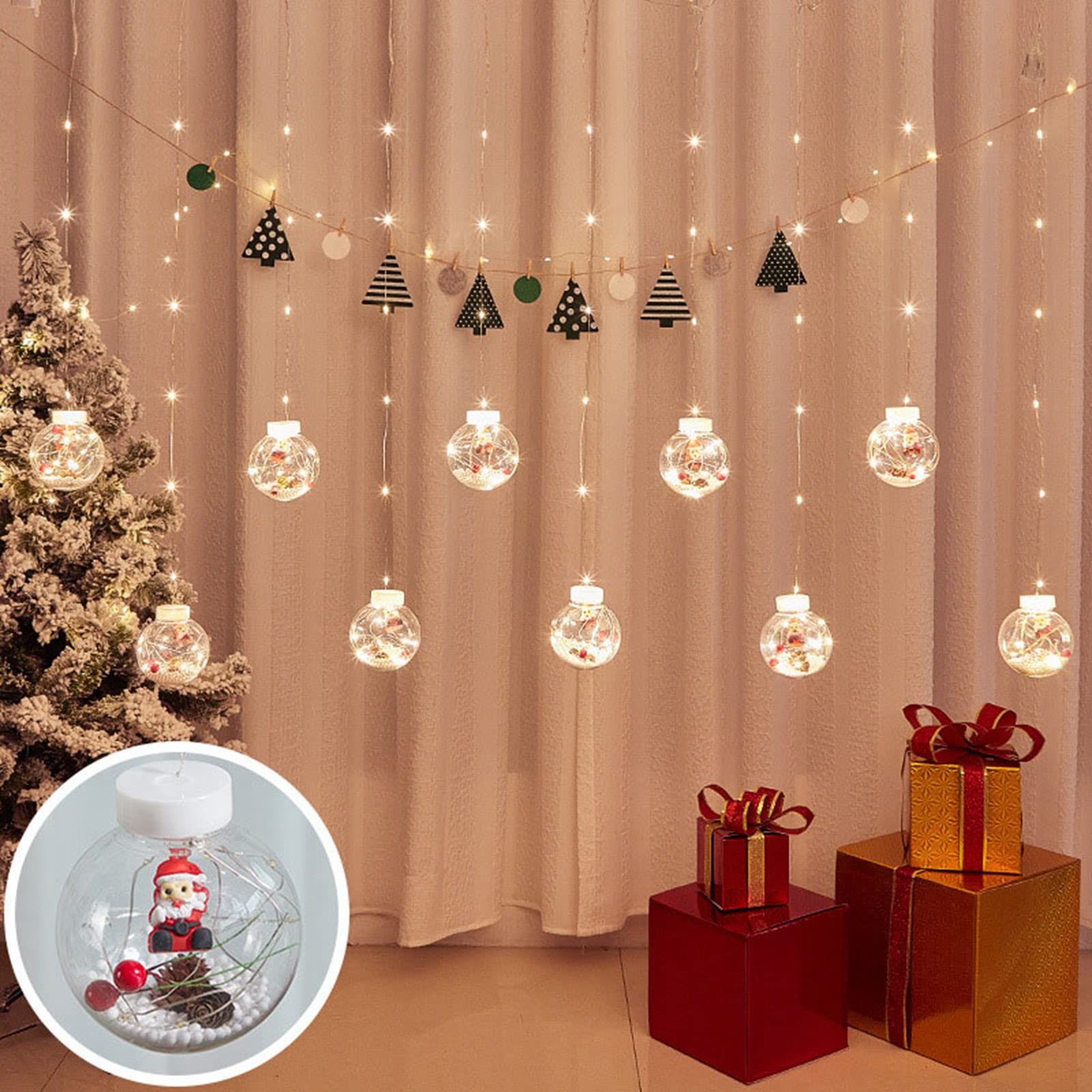 Luci a Forma di Globo Luci a Forma di Babbo Natale Lunghezza 3,3 M Alimentate a Batteria Luci Natalizie in PVC per Giardino di Matrimoni per Feste in Casa