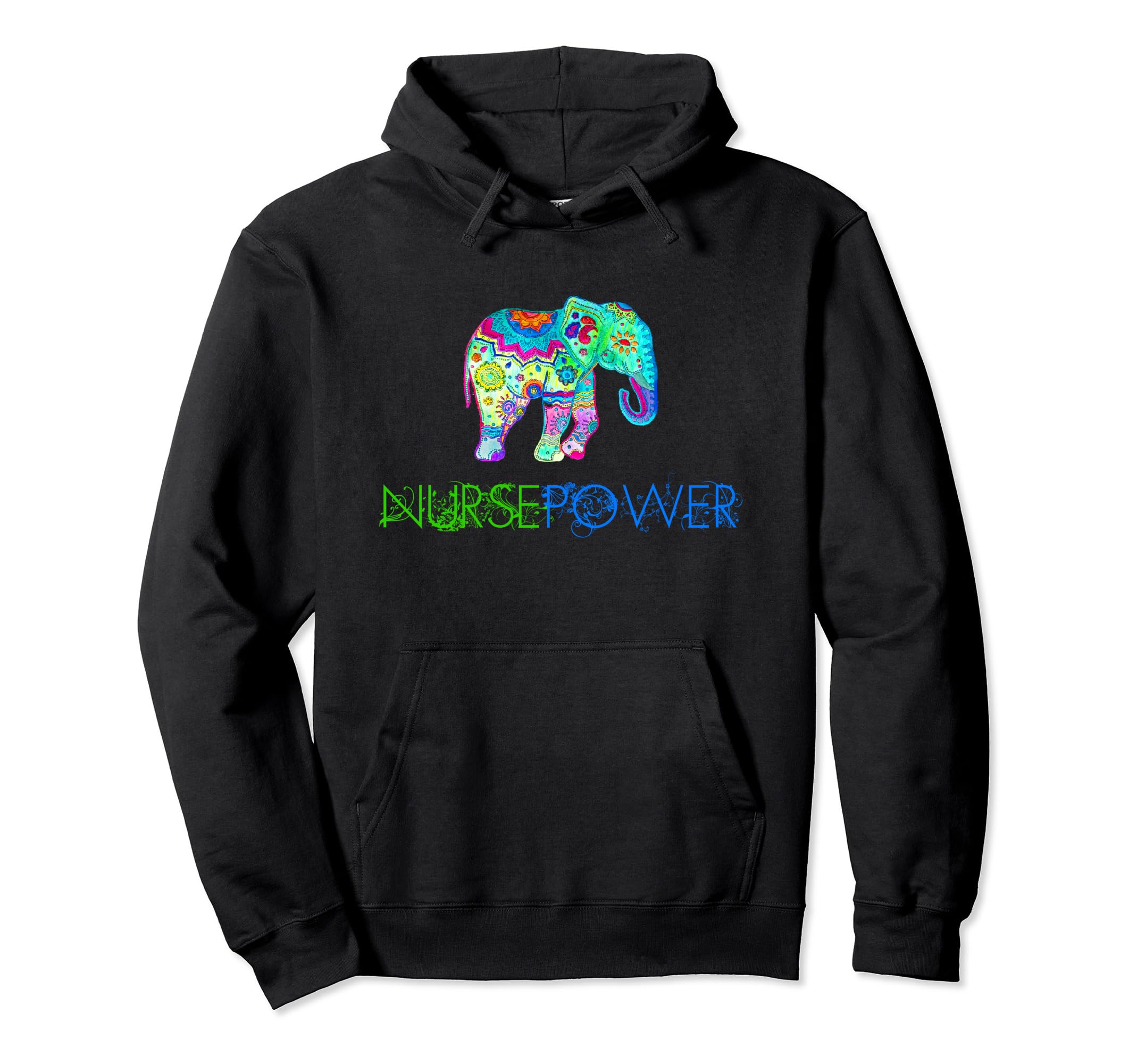 Nurse Power Vintage Elephant Mandala Nursing Inspirational Pullover Hoodie