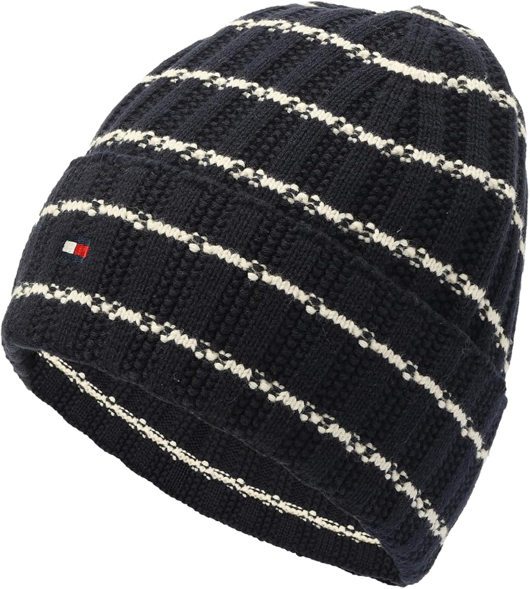 Tommy Hilfiger Gorro con puños a rayas texturizados para hombre