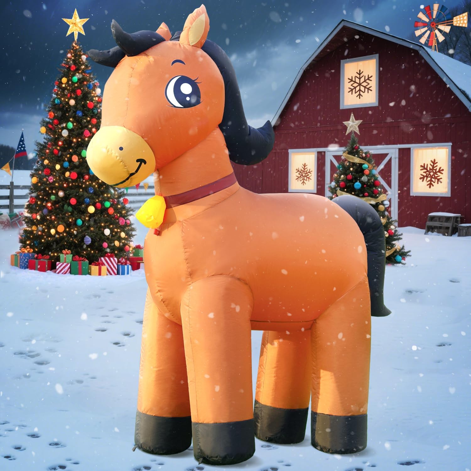 DomKom 6FT Horse Inflatables Christmas Spring, Farm Ranch Blow up Animals Cute Clydesdale, Decorations Outdoor Yard Built-in LED Lights Big Large Decor Party Lawn Holiday Outside - Image 3