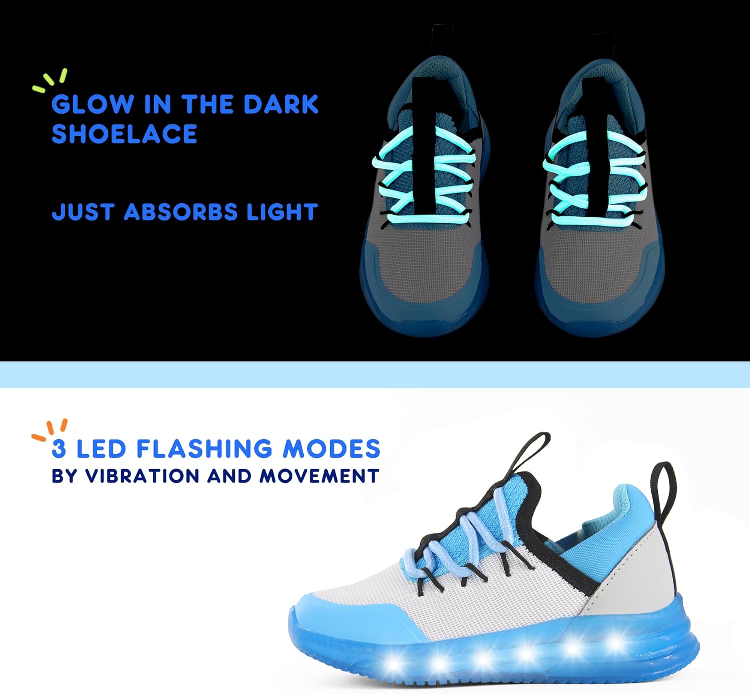 YESKIS Toddler Boys Girls Light Up Shoes Lightweight Mesh Breathable Fashion Led Flashing Walking Running Sneakers for Toddler and Little Kid - Image 4