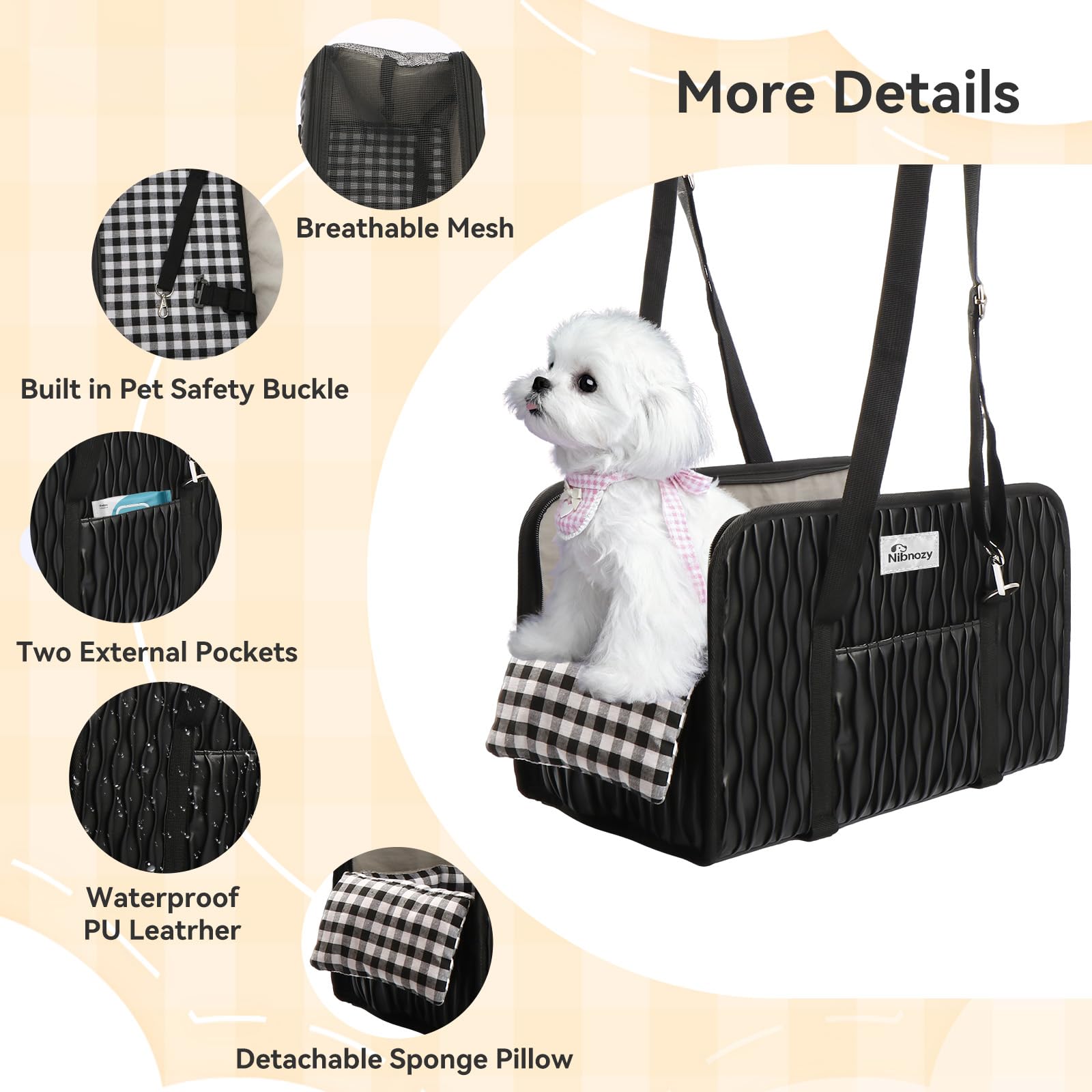 Nibnozy Center Console Dog Car Seat - Portable Armrest Booster Car Seats for Small Dogs, Detachable Washable Pet Carriers Puppy Essentials- Support Pet Up to 11lbs - image 5