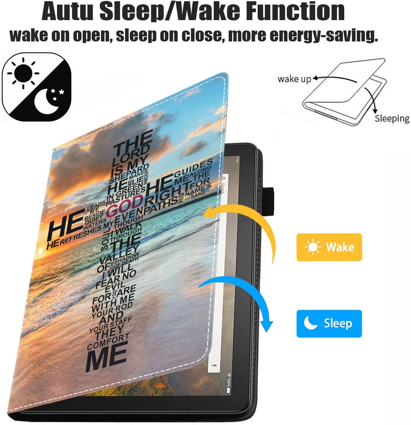 Case for All-New Kindle Fire HD 8/Fire HD 8 Plus Tablet (12th/10th Generation, 2022/2020 Release) - PU Leather Stand Flip Cover with Card Slot & Pencil Holder, God Jesus Christian Cross