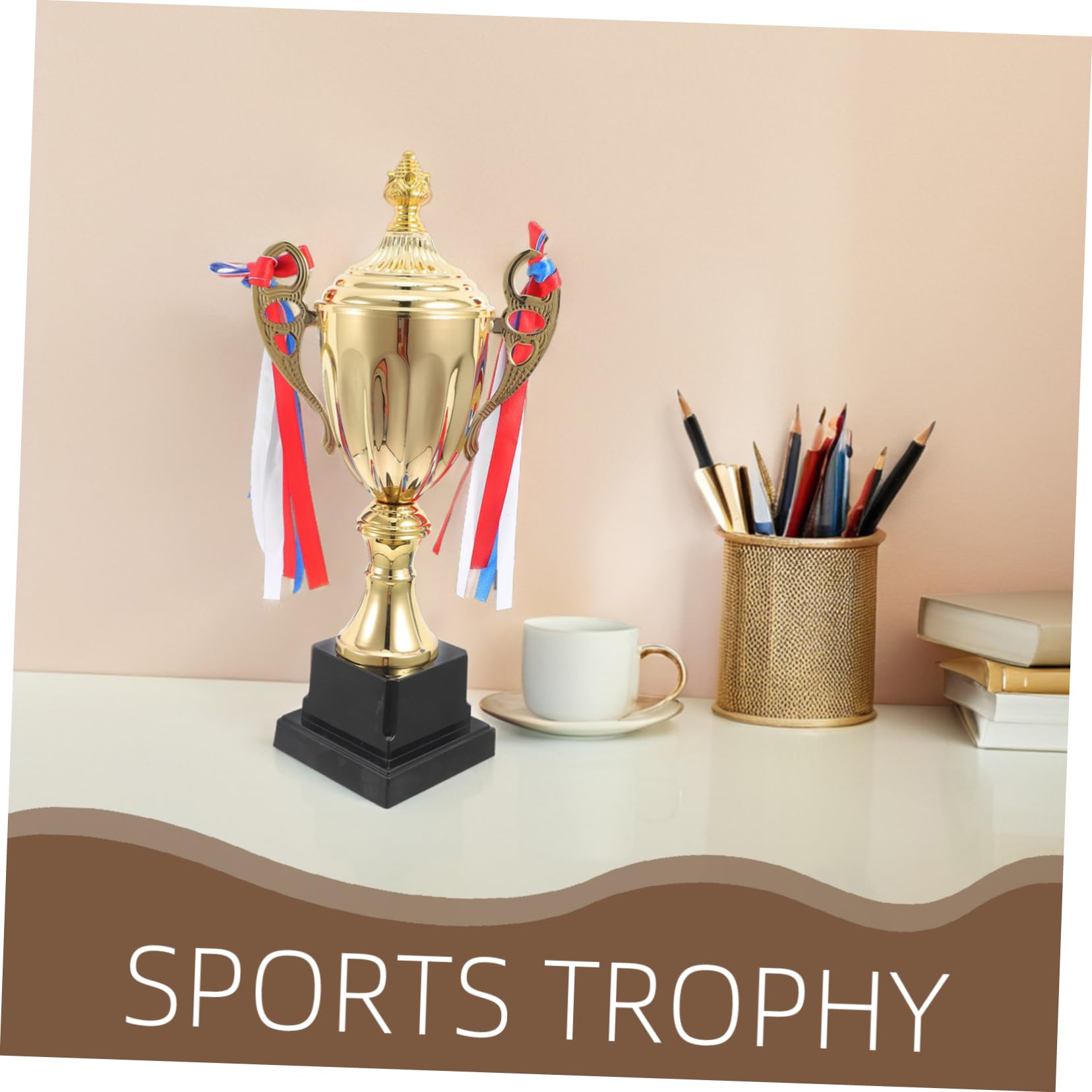 Coppa Premio Sportiva Oro in Plastica 28,5cm per Competizioni e Premiazioni Scolastiche, Design Elegante e Facile da Trasportare