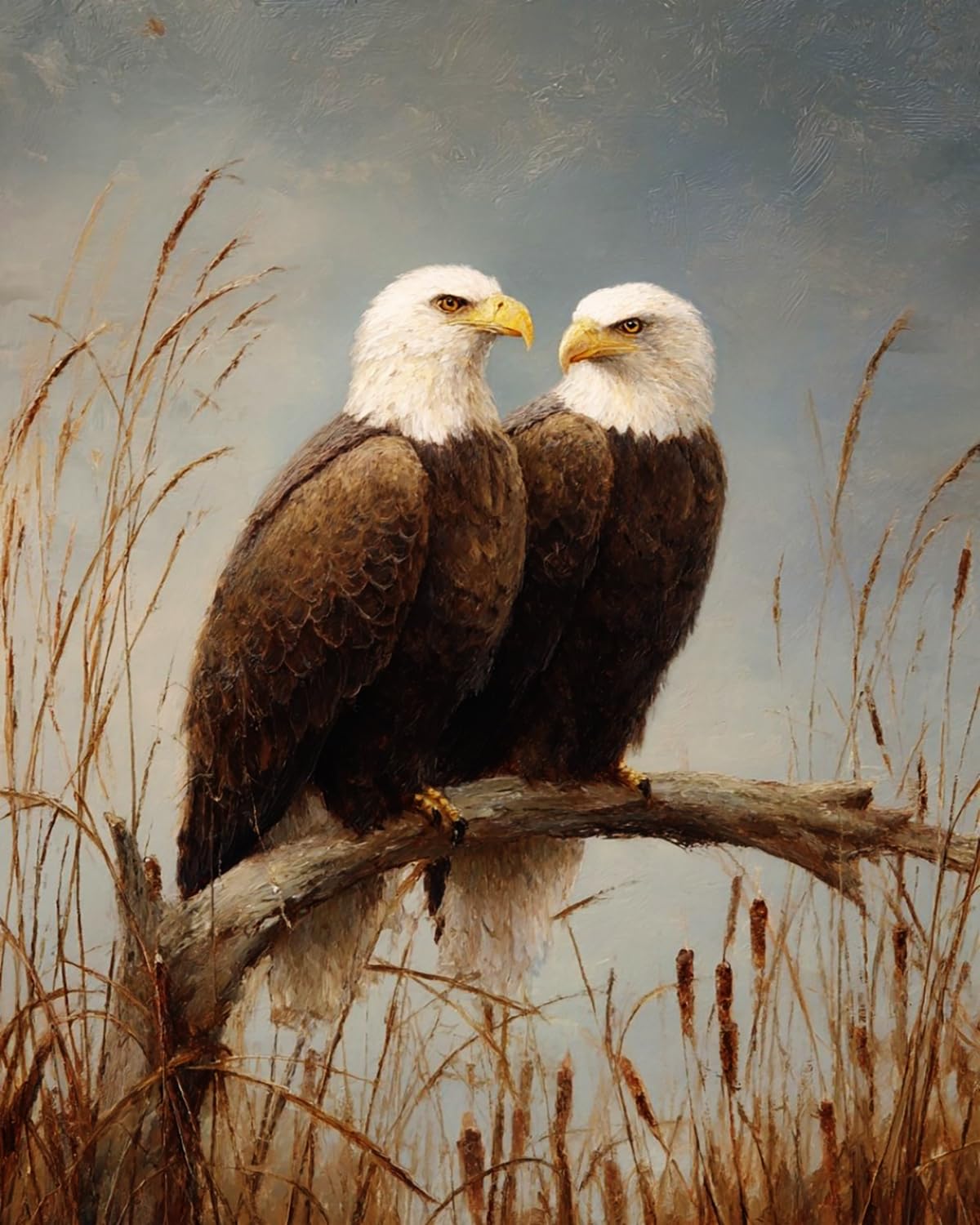 LIUBAISHI Paint by Numbers for Adults – 16"x20" | Oil Painting Kit for Bedroom Wall Art, Stress Relief Hobby, Complete Set with Paints and 3 Brushes-Two Eagles Perched on a Branch (2)