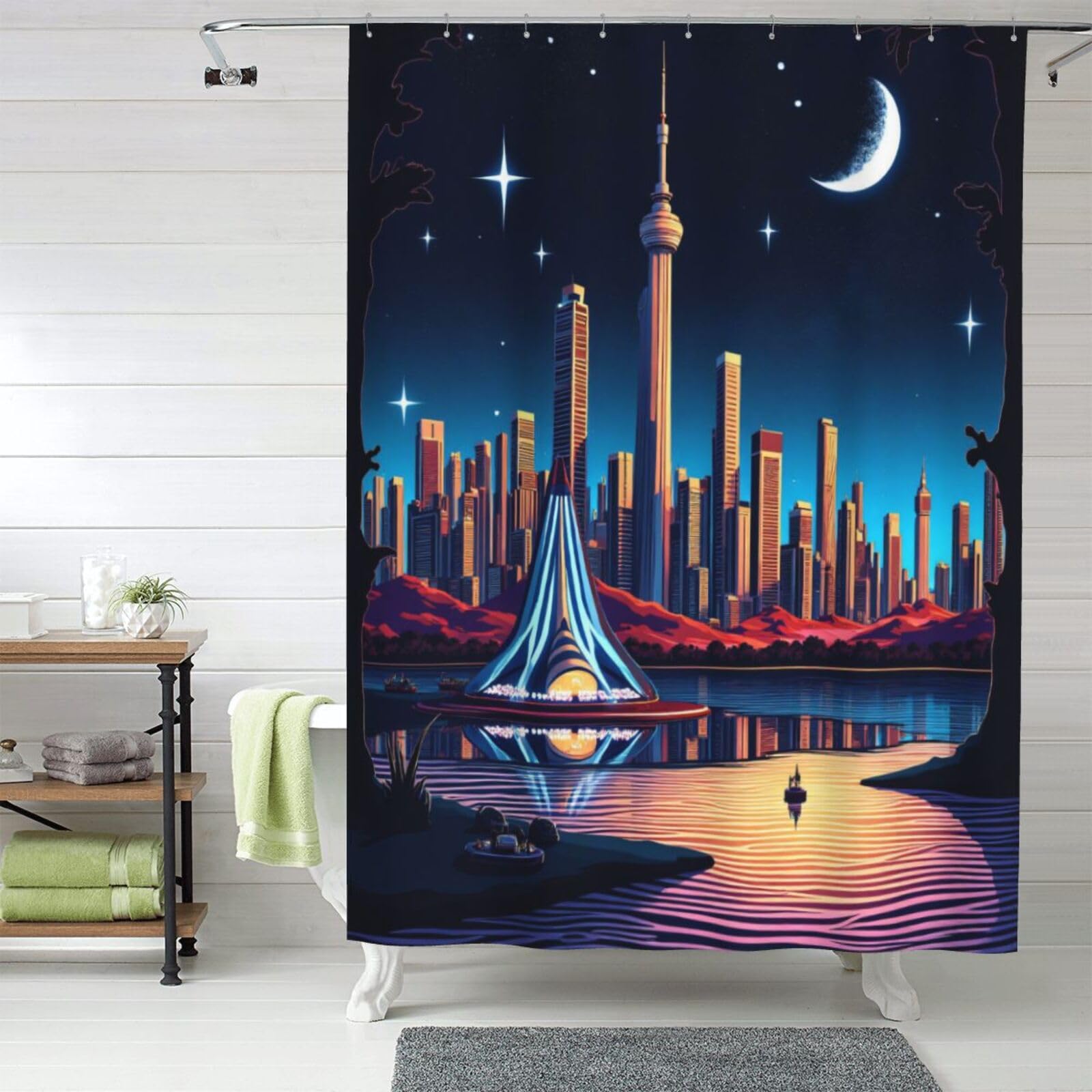 Rideau de douche en tissu 152x183 cm abstrait n°71 avec crochets
