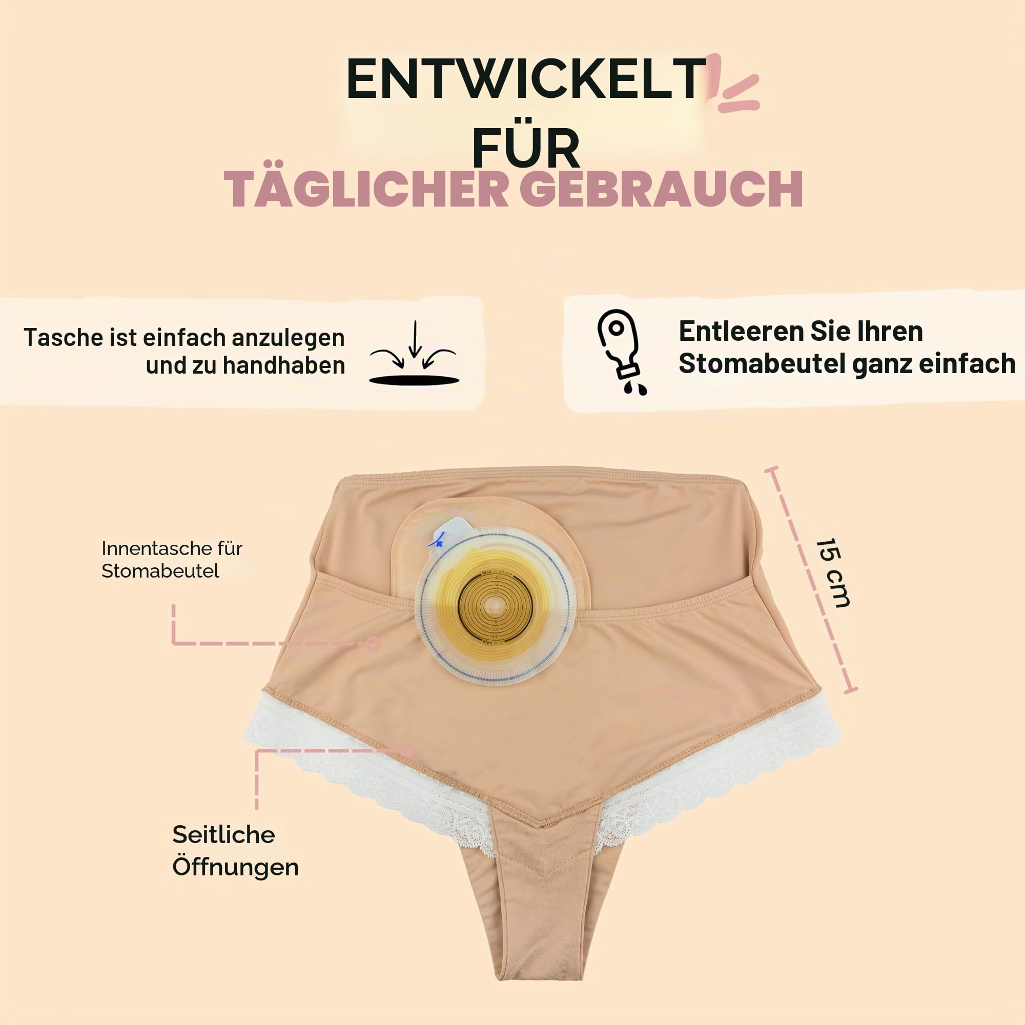 SIIL Stomahöschen Sofía | Innentasche und Öffnungen für Stomabeutelbezug | Stomabekleidung, Stomawäsche, Stoma