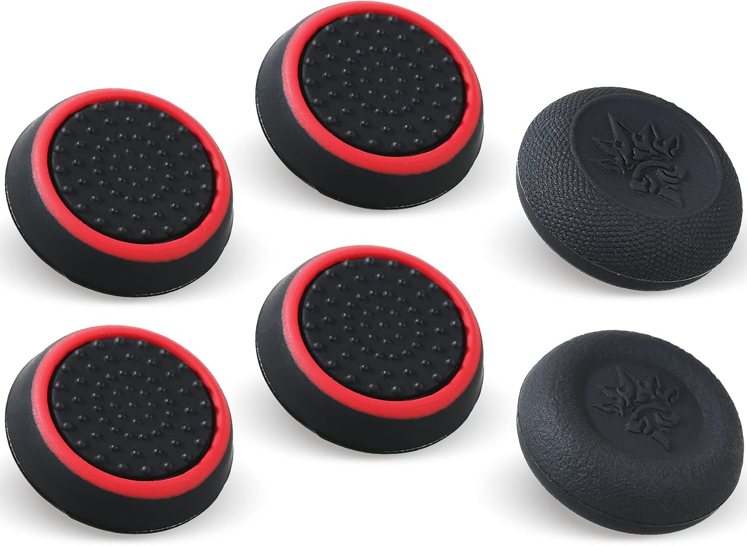Performance Joystick Analog Stick Thumb Grips Set of 6 Compatible with PS5, PS4, Xbox Series X/S Xbox One, Switch Pro Controller Black & red