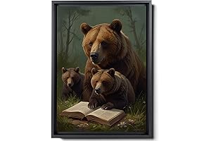 Bears and Foxes Print, Depicting Charming Animals Immersed in Literature