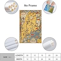 Vista 2 de Impresión artística grande del mapa del estado de Maine, Estados Unidos, alrededor de 1938, lienzo para pared, póster de sala de estar, cuadros e