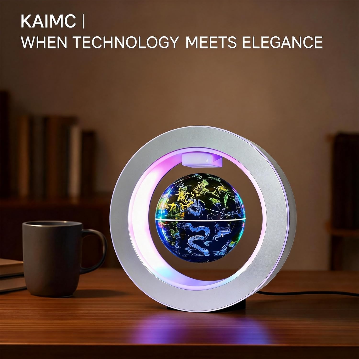 Magnetic Levitation Floating Globe 4" Constellation Geography LED Lights Rotating for Kids,Cool Office Desk Unique Men Gift Ideas or Birthday Tech Present Gadgets for Teenage Boys