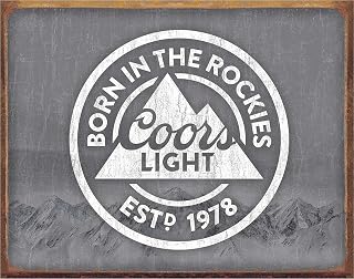 Desperate Enterprises Coors Light - Born In The Rockies Tin Sign - Nostalgic Vintage Metal Wall Décor - Made in USA