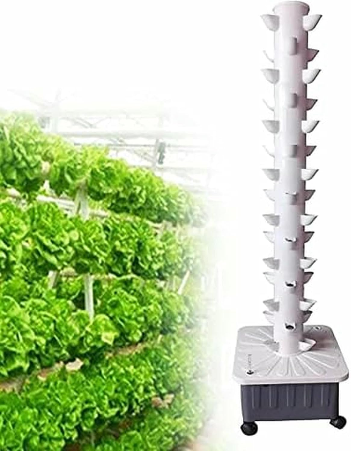 Hydroponics Tower Growing System Set, 15 Floors 45 Holes Vertical Kit for Aquaponics and Hydroponic Gardening-*