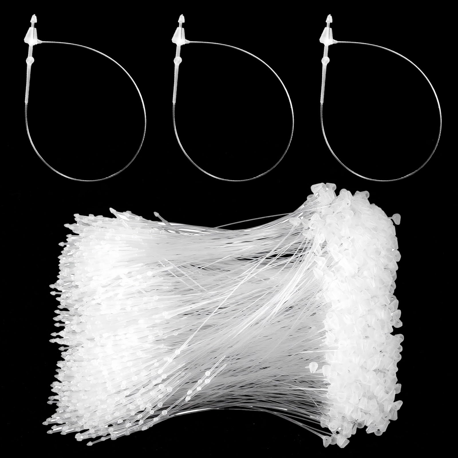 2000 Pcs Plastic Clothes Tags Fasteners, 12.5 cm Long Clear Snap Lock Pins Security Jewelry Tags Pins Transparent Hang Clothing Price Tag Loop for Retail Store Clothes Crafts Price Tag Showing