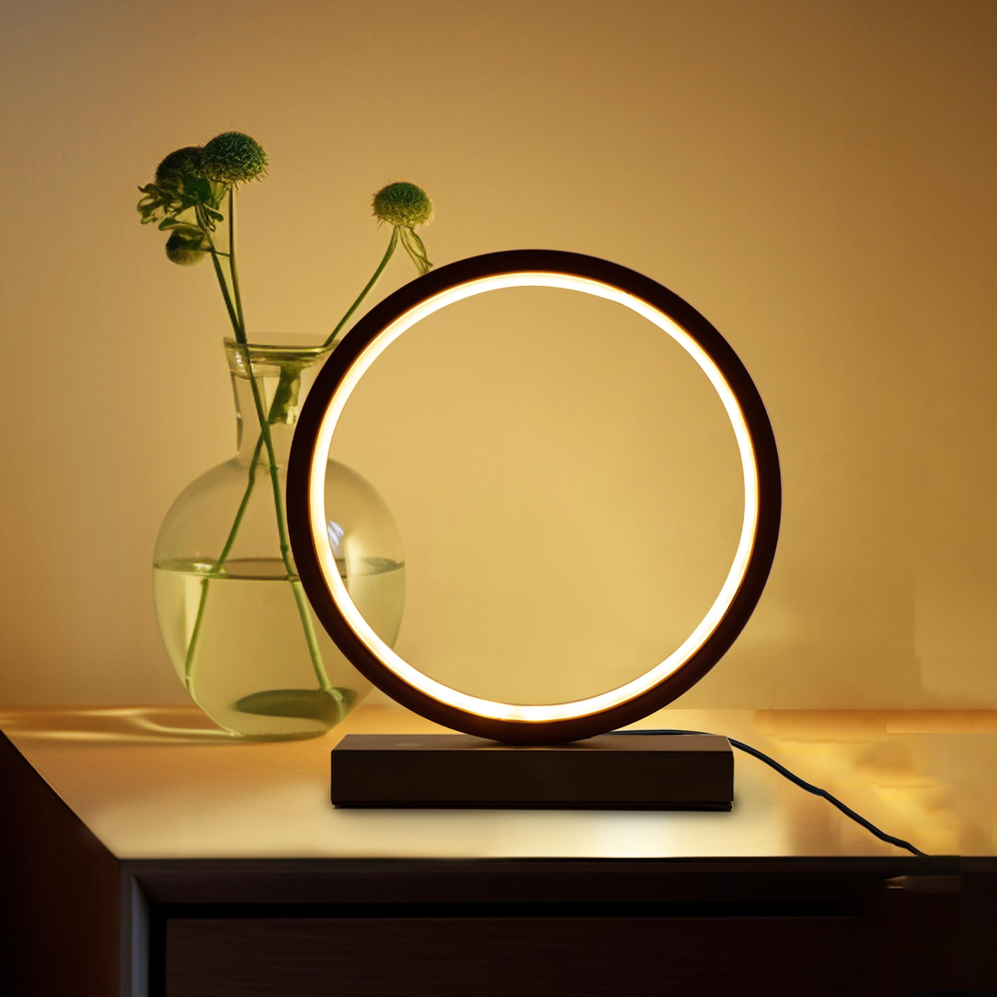 Lumia LED Round Table Lamp| Black | USB Powered Circular Design LEDs Table Lamp | 3 Lighting Modes | White,Warm,Neutral | Adjustable Brightness Control for Any Mood | Perfect for Gifting & Home décor-image-16