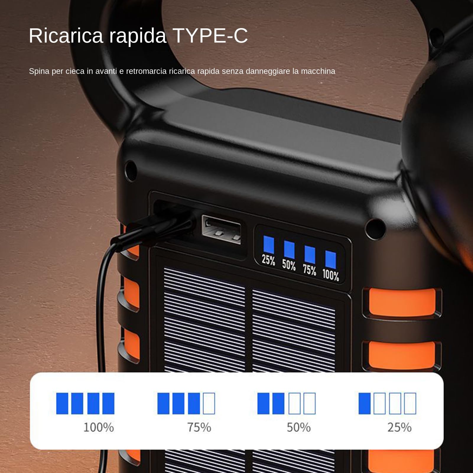 Torcia Solare Lampada Impermeabile Luminosa | Luce da lavoro LED a mano per esterni per Interni Casa Escursioni Pesca Blackout Uso Notturno