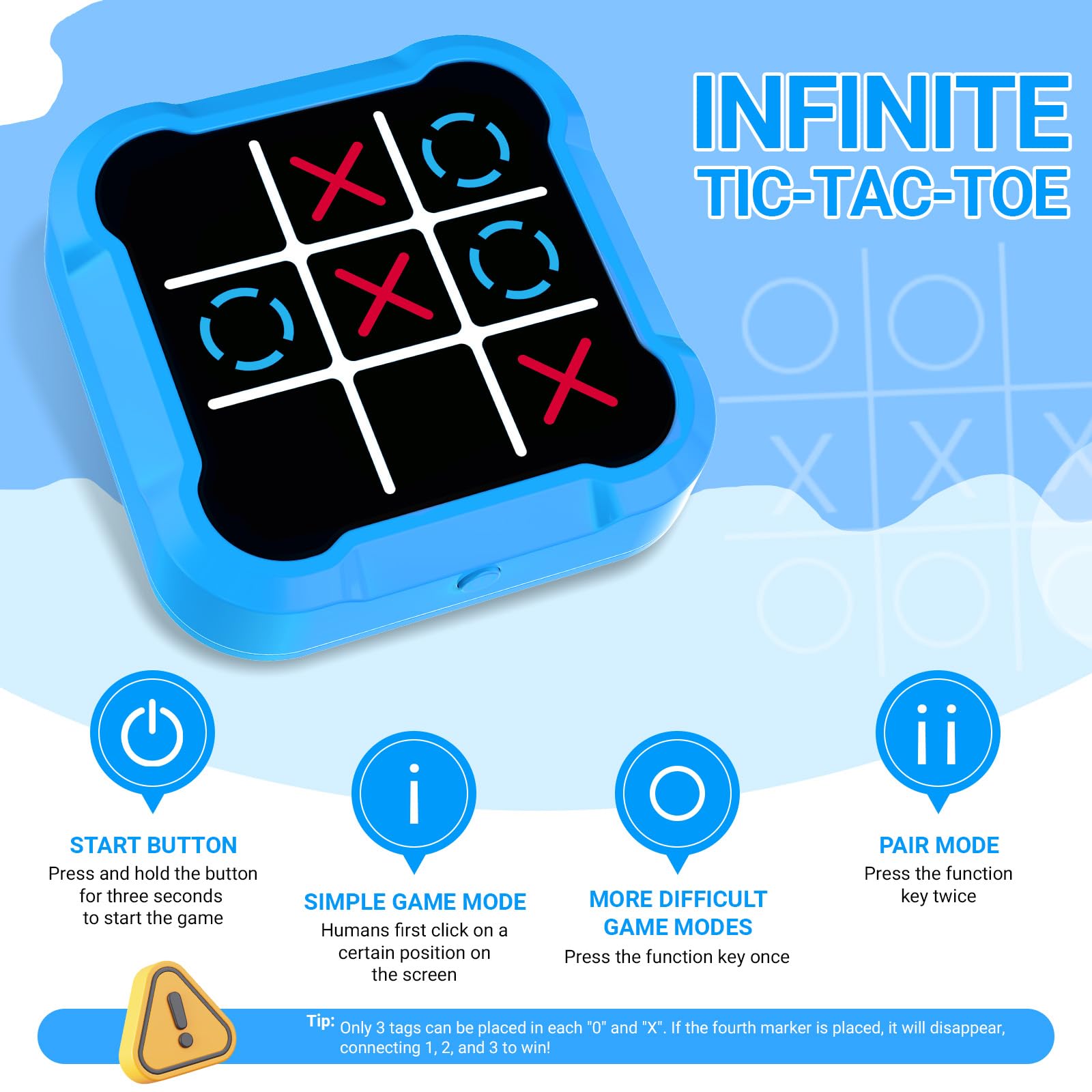 Tic Tac Toe Bolt Game, Elektroniczna Gra w Kółko I Krzyżyk,Przenośna Konsola do Gier Logicznych 5 w 1, Przenośna gra Podróżna dla Rodzinna (Blue)
