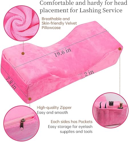 Vista 18 de Extensión de pestañas de terciopelo almohada de pestañas de salón de belleza Almohada de espuma viscoelástica para el cuello para extensiones