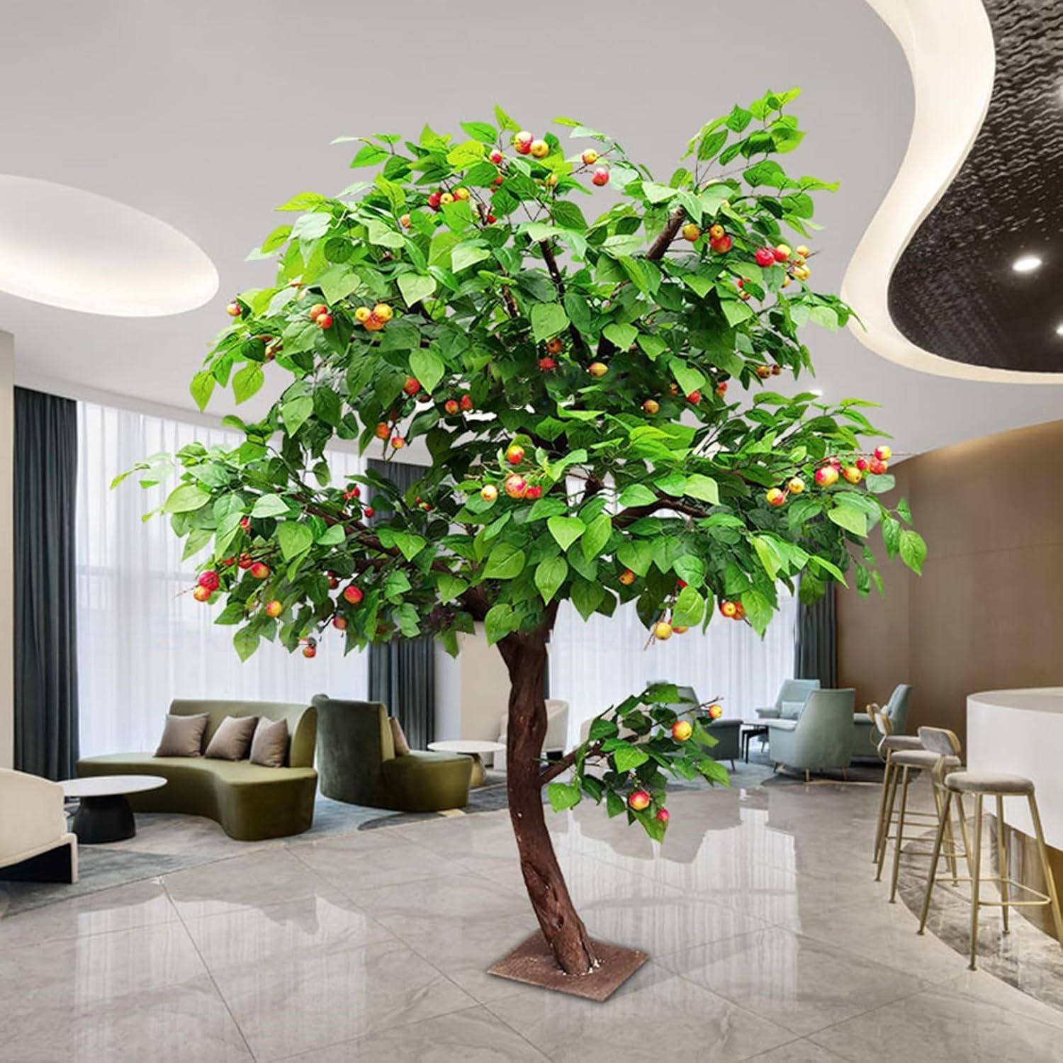 Artificial Tabletop Fruit Grove - Mini Fake Potted Bonsai Set, Vibrant Kitchen Decor, Gift for Gardener, Senior, Durable Plastic Construction(3.5mx3m)