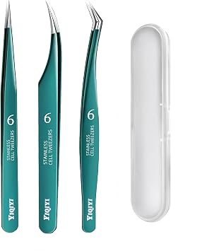 Lash Tweezers for Eyelash Extensions 3PCS High-precision False Eyelash Tweezers Kit for Eyelash Cluster Straight and Curved Stainless Steel Lash Applicator Tools
