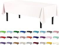 Vista 52 de Exquisito mantel redondo de plástico Party Solids morado, 84 pulgadas, paquete de 4