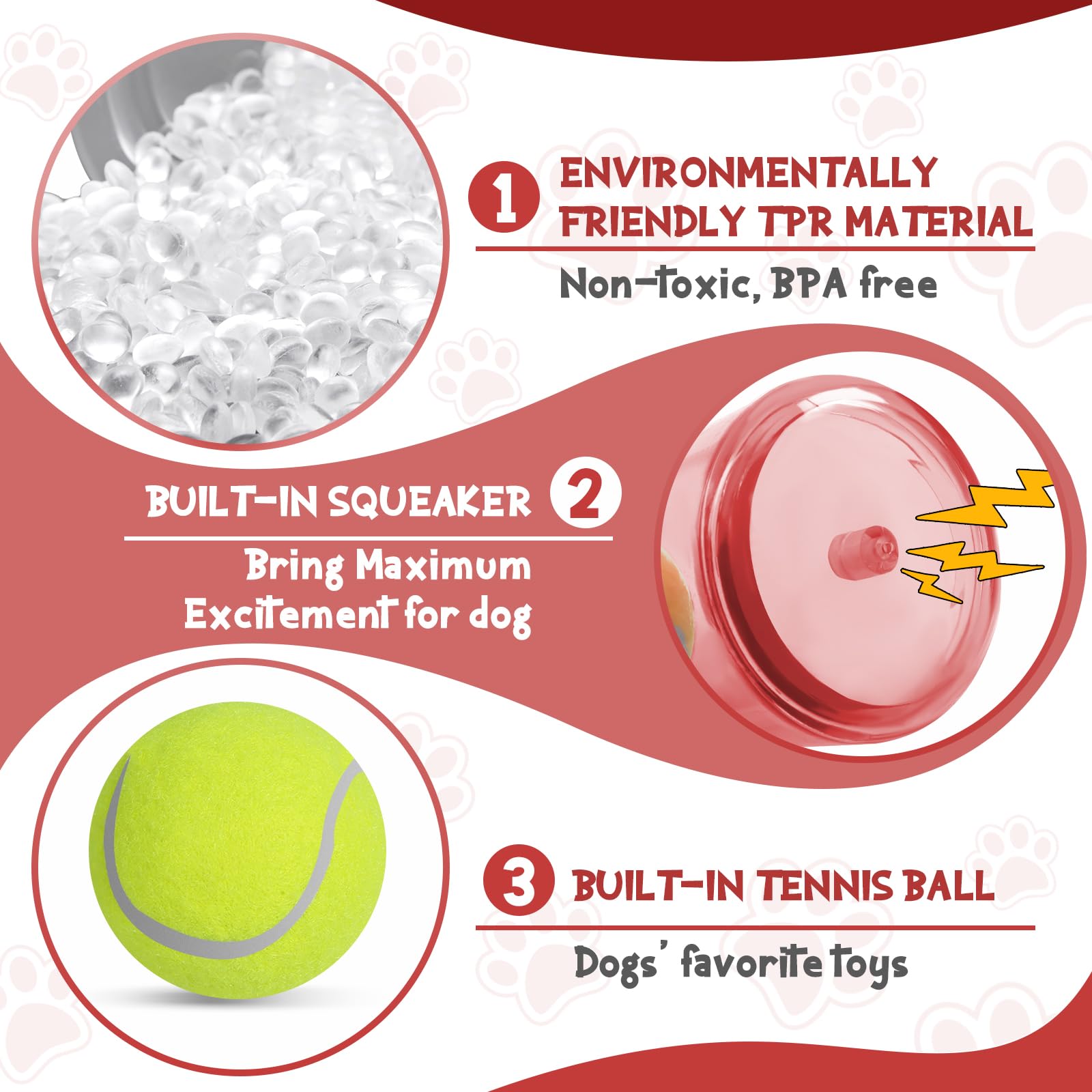 Shepinsky 2PCS Indestructible Squeaky Chew Dog Toys with Tennis Ball, Durable Puppy Boredom Doggo Toys for Playtime &Training - Image 2