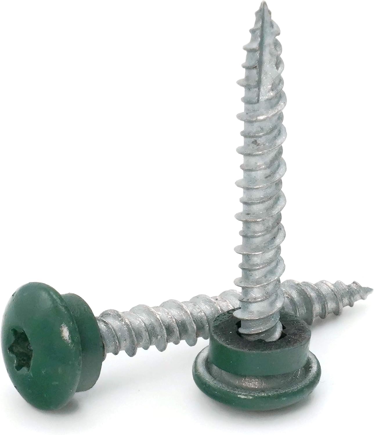 Low Profile Mechanical Galvanized Roofing Screws Green Finish - #10 x 2" Qty 100