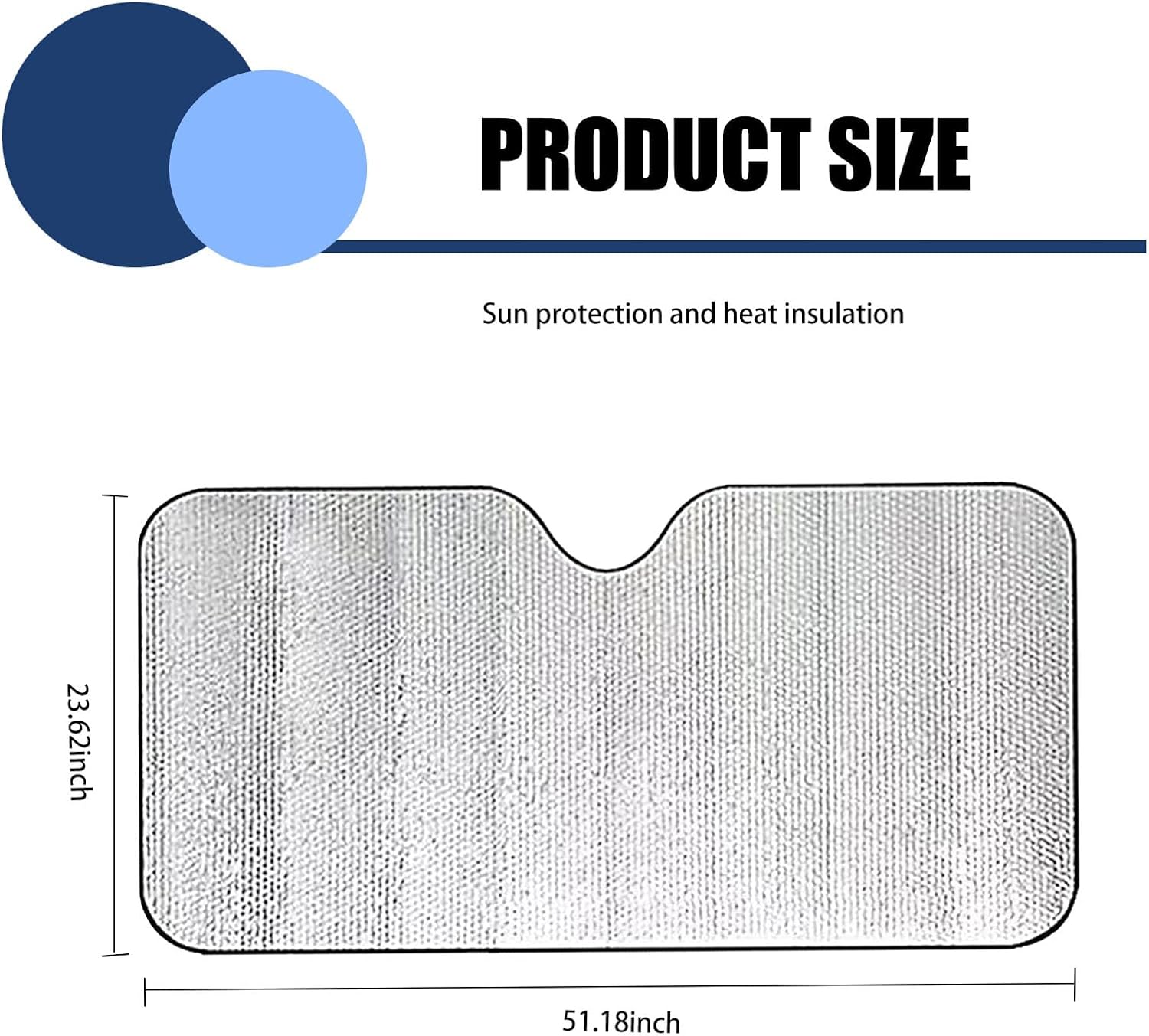1 PC Car Front Windshield Sunshade, 51.18" x 23.62" Multifunctional Sun Protection Bubble Insulation Cover, Auxiliary Protection Retrofit Accessory, Compatible with Most Cars SUVs (Silver)